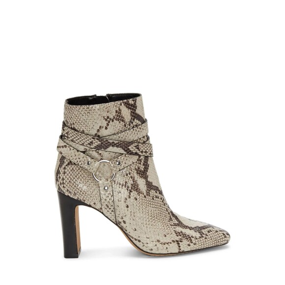 Vince Camuto Sestina Snakeskin Embossed Ankle Booties Wrap Around Harness Sz 8 M - Picture 2 of 16